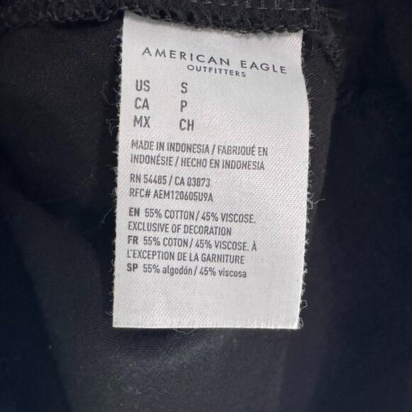 American Eagle Top Womens S Black Button Front Shirt Oversize Fit Long Sleeve - Picture 11 of 12